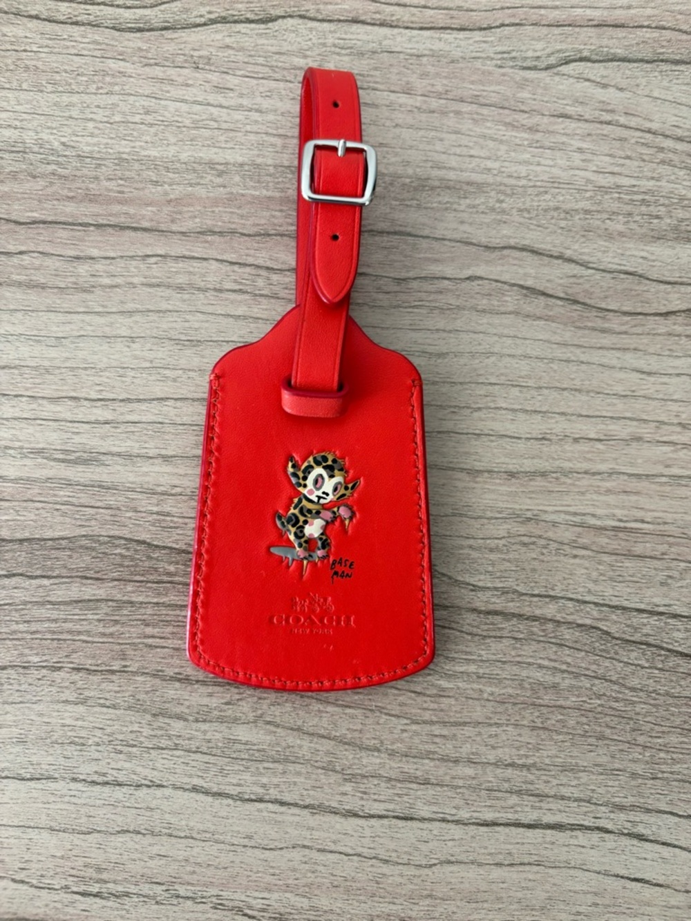 Coach Red Leather Luggage Tag baseman